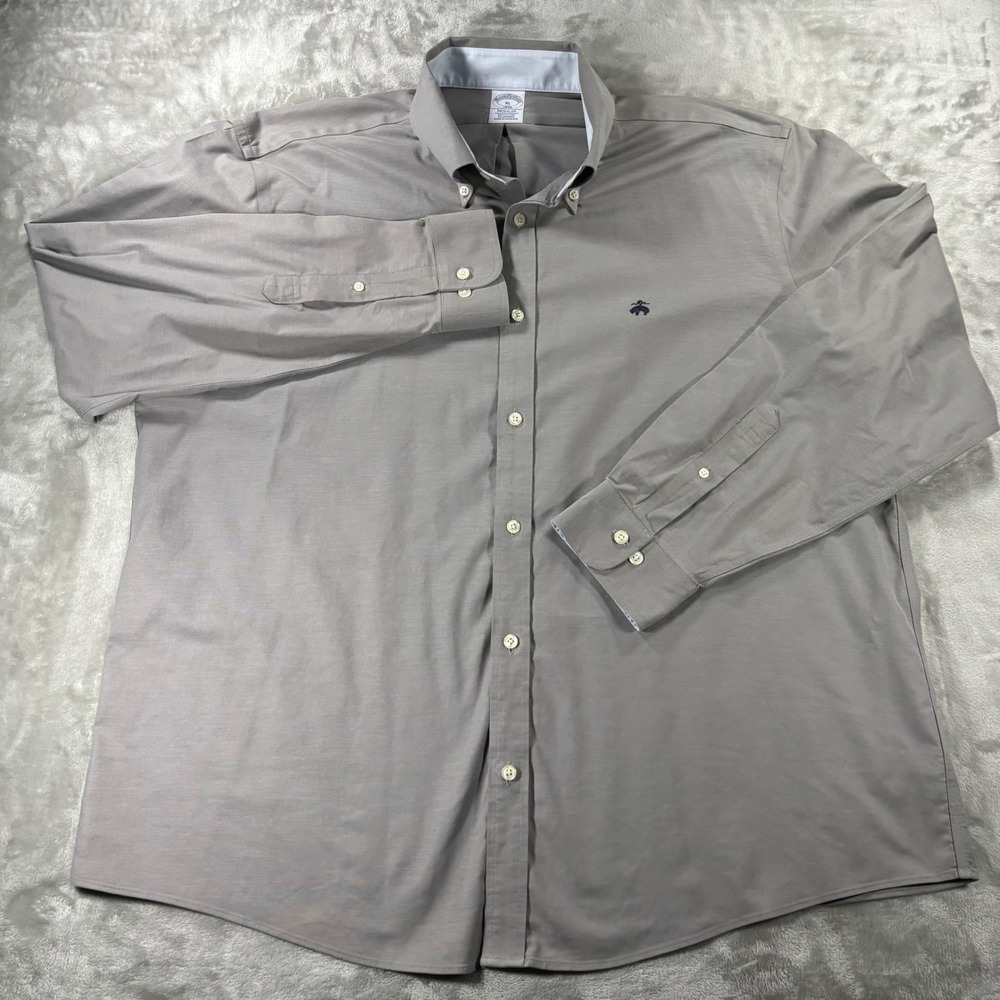 Brooks Brothers 1818 Original Polo Shirt Mens XL Gray Non-Iron Stretch Regular